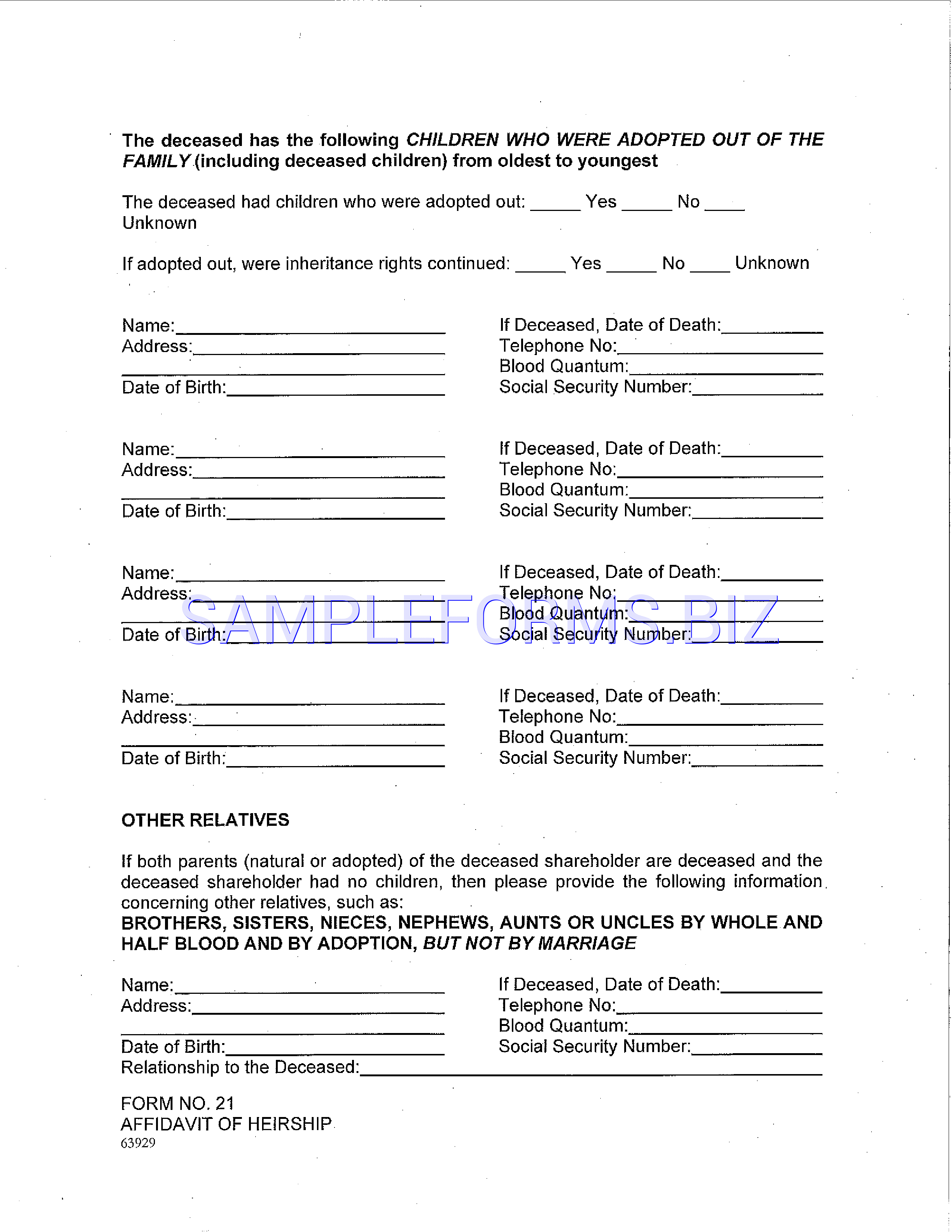 Preview free downloadable Alaska Affidavit of Heirship Form in PDF (page 5)