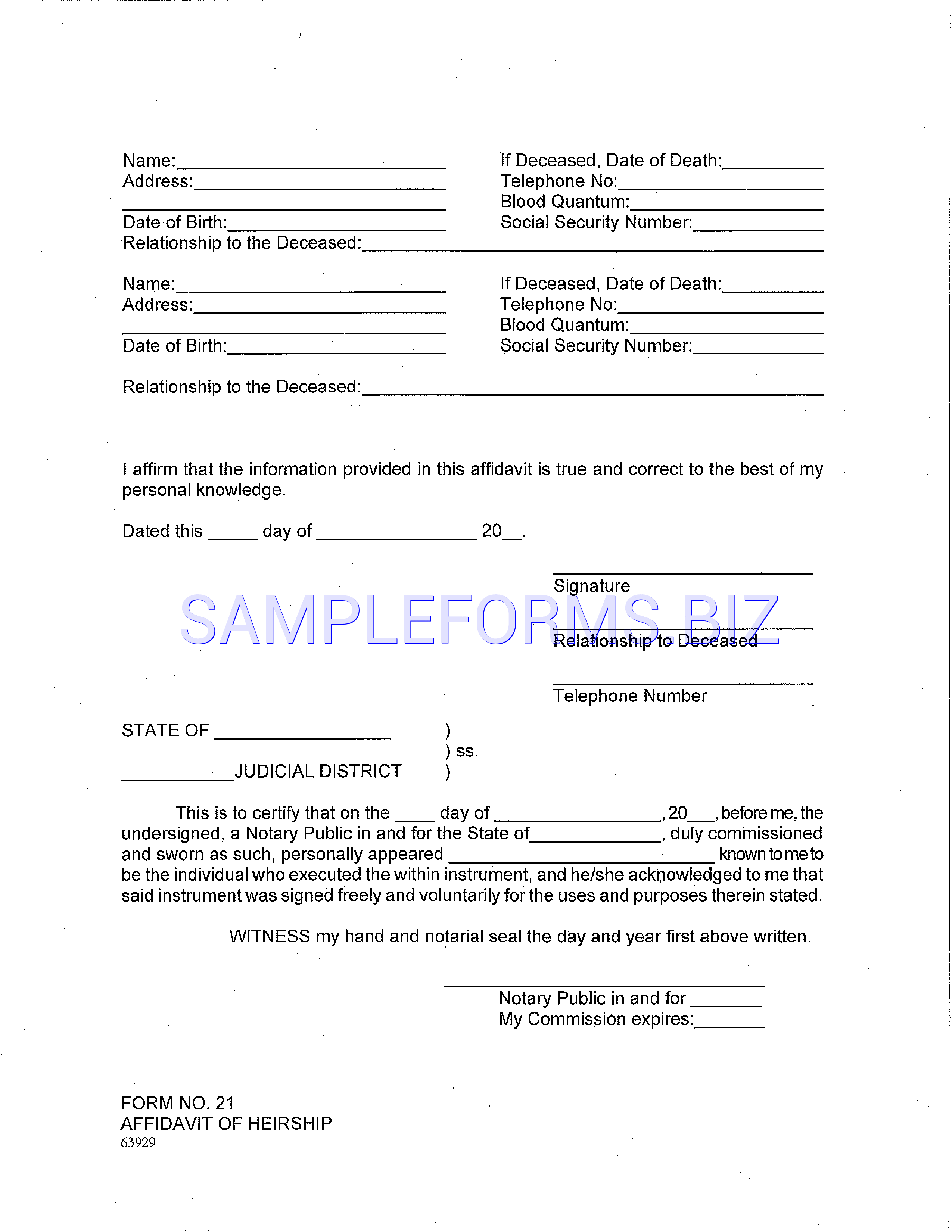 Preview free downloadable Alaska Affidavit of Heirship Form in PDF (page 6)